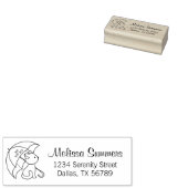 可愛い猫の傘の下の住所ゴム印 ラバースタンプ (押印)