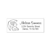 可愛い猫の傘の下の住所ゴム印 ラバースタンプ (インプリント)