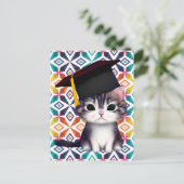 可愛い猫の卒業式の日は画期的 シーズンポストカード (スタンド正面)