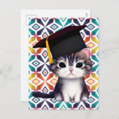 可愛い猫の卒業式の日は画期的 シーズンポストカード (正面/裏面)