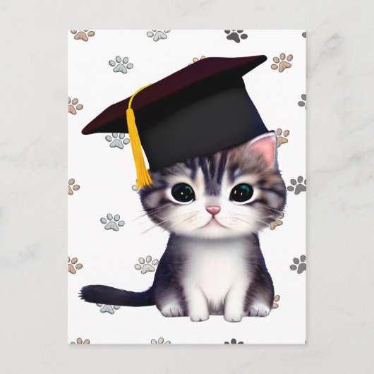 可愛い猫の卒業式の日は画期的 ポストカード (正面)