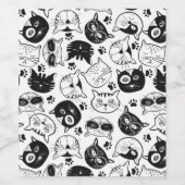 可愛い猫の家の猫をパターン化したメインのクーン ワインラベル (シングルラベル)