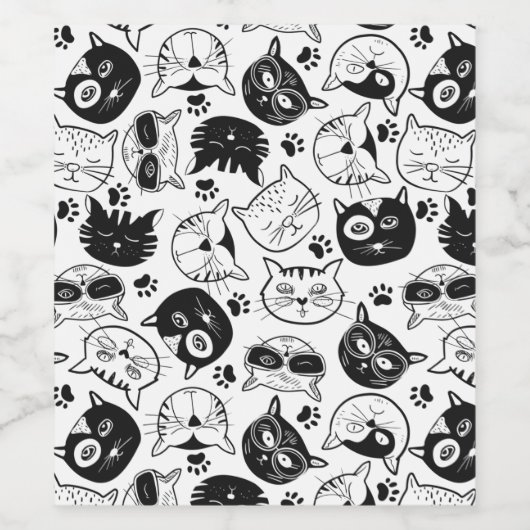 可愛い猫の家の猫をパターン化したメインのクーン ワインラベル (シングルラベル)