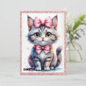 可愛い猫の弓ハッピーバースデー 招待状 (スタンド正面)