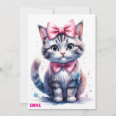 可愛い猫の弓ハッピーバースデー 招待状 (正面)
