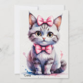 可愛い猫の弓ハッピーバースデー 招待状 (正面)