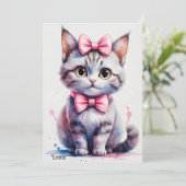 可愛い猫の弓ハッピーバースデー 招待状 (スタンド正面)