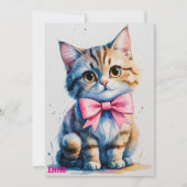 可愛い猫の弓ハッピーバースデー 招待状 (正面)