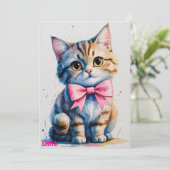 可愛い猫の弓ハッピーバースデー 招待状 (スタンド正面)