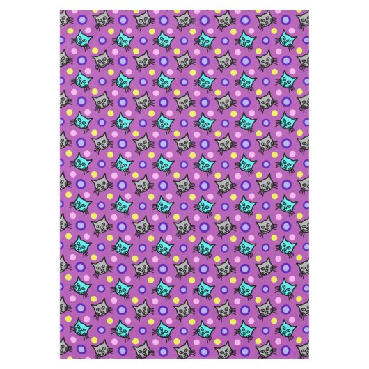 可愛い猫の柄が真ん中のテーブルクロス テーブルクロス (正面)