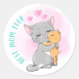 可愛い猫の母最高の子、母は今まで、幸せな家族 ラウンドシール