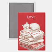 可愛い猫の毛布 マグネット (正面/裏面)