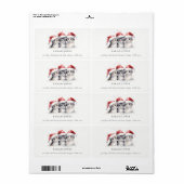 可愛い猫の毛皮と明るいクリスマスアドレス ラベル (フルシート)