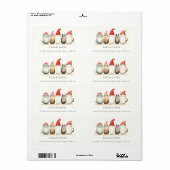 可愛い猫の毛皮と明るいクリスマスアドレス ラベル (フルシート)