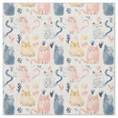 可愛い猫の水彩柄。 ファブリック (見本)