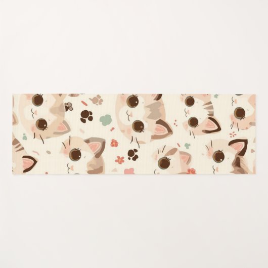 可愛い猫の漫画おもしろい柄パーティー ヨガマット (正面(横))