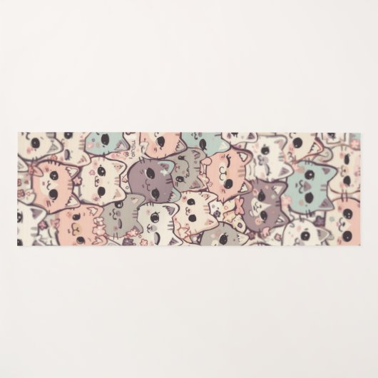 可愛い猫の漫画おもしろい柄パーティー ヨガマット (正面(横))