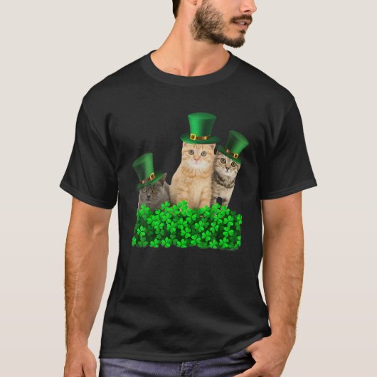 可愛い猫の聖パトリックの日 おしゃれなネコ Tシャツ (正面)