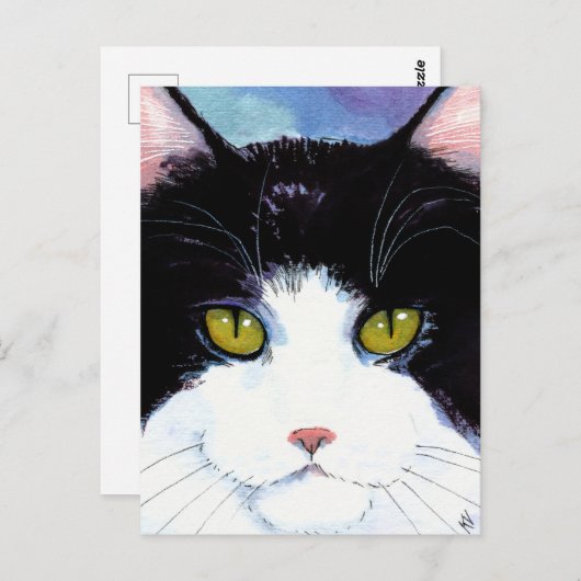 可愛い猫の黒と白のタキシードメインのクーンポストカード ポストカード (正面/裏面)