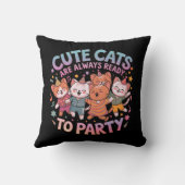 可愛い猫は常にパーティーおもしろい&カラフル クッション (裏面)