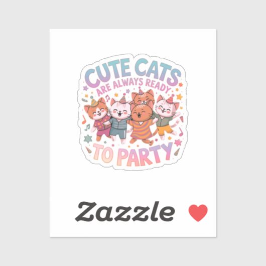 可愛い猫は常にパーティーおもしろい&カラフル シール (シート)