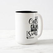 可愛い猫は心を落ち着かせる ツートーンマグカップ (正面右)