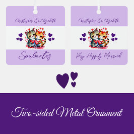 可愛い猫を可愛く可愛結婚したく紫 メタルオーナメント