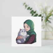 可愛い猫を抱き締めるアキュームガール 招待状 (スタンド正面)