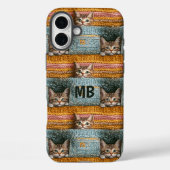 可愛い猫を編んだモノグラムガーリーパーソナライズされた Case-Mate iPhoneケース (裏面)