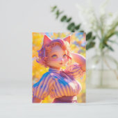 可愛い猫アンスロウ ポストカード (スタンド正面)