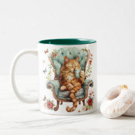 可愛い猫アート猫好きのためのコーヒーマグ ツートーンマグカップ