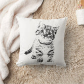 可愛い猫インクペンスケッチ白黒 クッション (ブランケット)