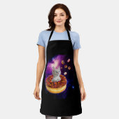 可愛い猫インサイドドーナツ宇宙子猫愛好家 エプロン (着用した状態)