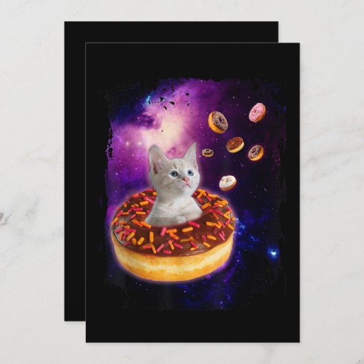 可愛い猫インサイドドーナツ宇宙子猫愛好家 招待状 (正面/裏面)