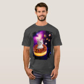 可愛い猫インサイドドーナツin宇宙ボーイズガール子猫 tシャツ (正面フル)