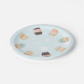 可愛い猫カップ入りブルー背景紙プレート ペーパープレート (アングル)