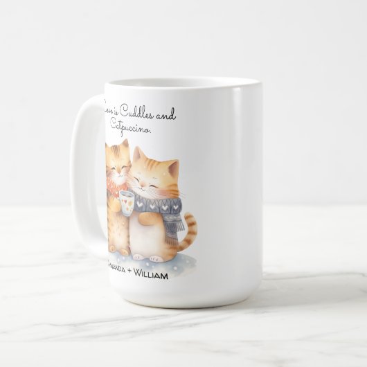 可愛い猫カドル漫画コーヒーを愛情を込めて コーヒーマグカップ (正面左)