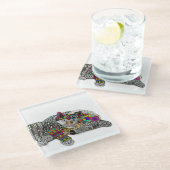 可愛い猫カラフルと犬のガラスのコースター ガラスコースター (アングル)