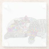 可愛い猫カラフルと犬のガラスのコースター ガラスコースター (裏面)