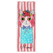 可愛い猫カラフルワインのトートバッグ ワインギフトバッグ (裏面)