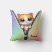 可愛い猫カラフル子 クッション (正面)