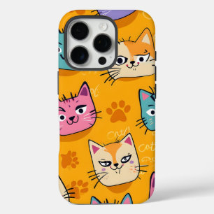 可愛い猫カラフル柄iPhoneケース iPhone 16 Proケース