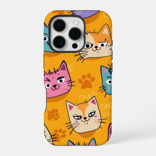 可愛い猫カラフル柄iPhoneケース iPhoneケース (裏面)