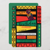 可愛い猫キッテンアフリカンアメリカン女子誕生日パ 招待状 (正面/裏面)