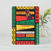 可愛い猫キッテンアフリカンアメリカン女子誕生日パ 招待状 (スタンド正面)