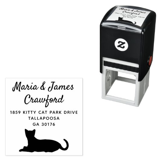 可愛い猫キュラシースクリプトファミリー名差出人住所 セルフインキングスタンプ (インサイチュ)