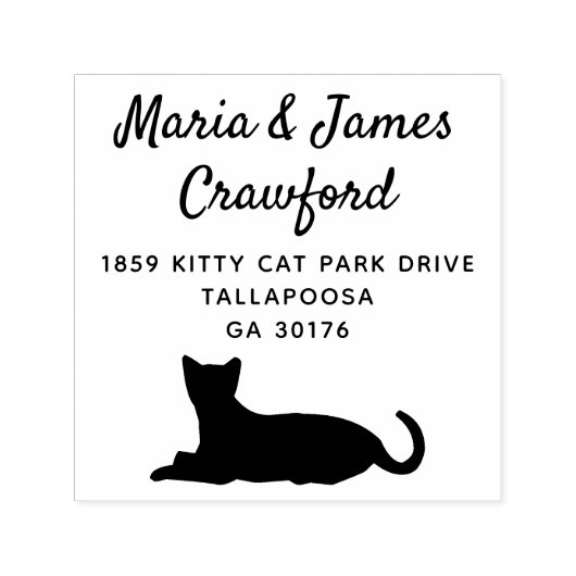 可愛い猫キュラシースクリプトファミリー名差出人住所 セルフインキングスタンプ (デザイン)