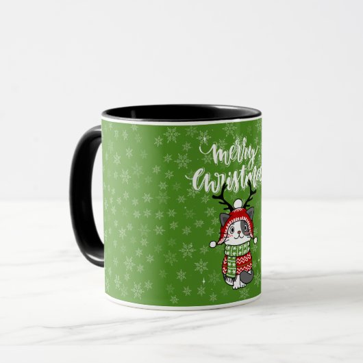 可愛い猫クリスマスストッキング詰め込みスタッフGalore Mug マグカップ (正面左)