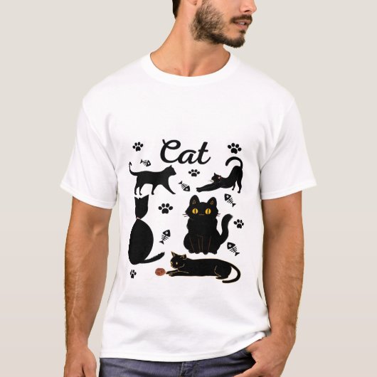 可愛い猫グルーおもしろいプ、猫、猫好き、黒猫 Tシャツ (正面)