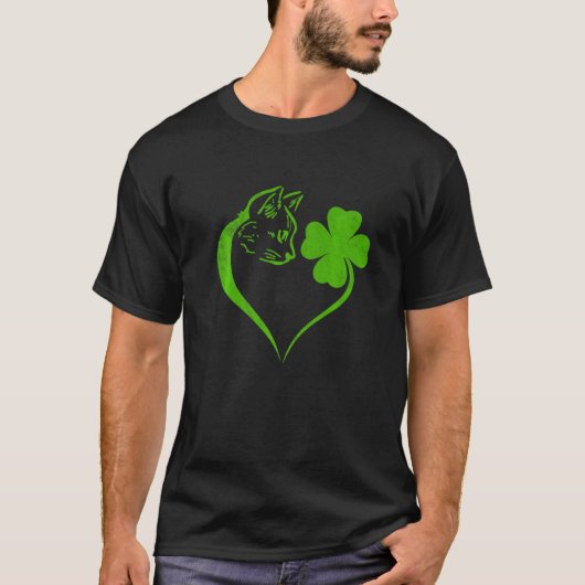 可愛い猫シャムロックラバーアイリッシュSt patricks dayキット Tシャツ (正面)